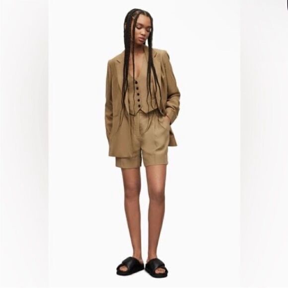 All Saints NWT Linen-Blend Deri Lyn Shorts in Light
Khaki Brown Size 4 - Picture 5 of 13